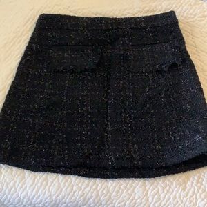Sail to sable black metallic tweed skirt, size 8, NWT